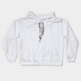 Black White Feather Kids Hoodie